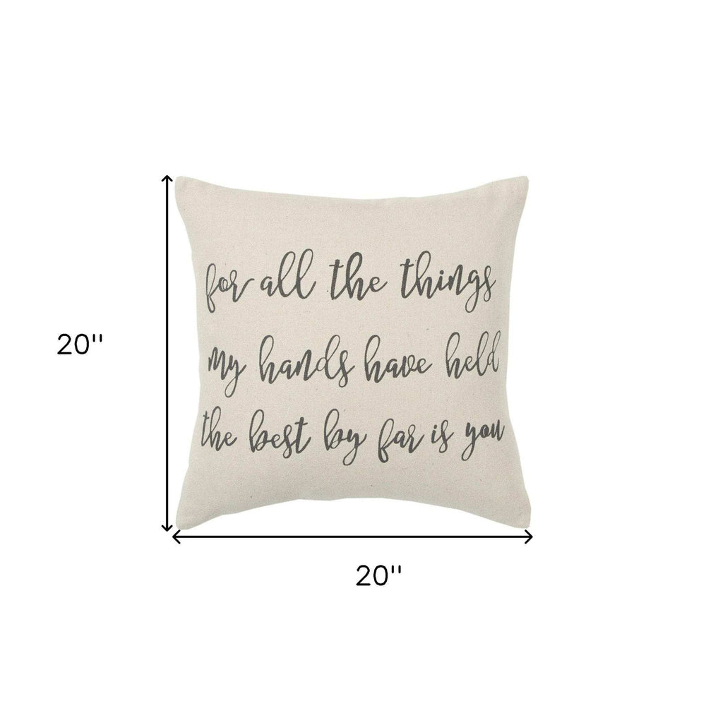 Gray Cream All The Things Throw Pillow - Homeroots - Flyclothing LLC