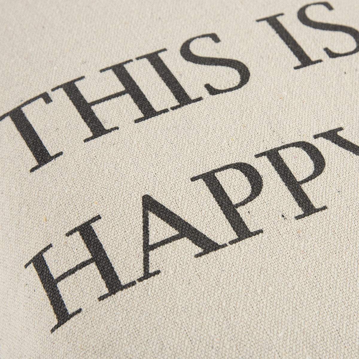 Gray Taupe Canvas Happy Place Throw Pillow - Homeroots - Flyclothing LLC