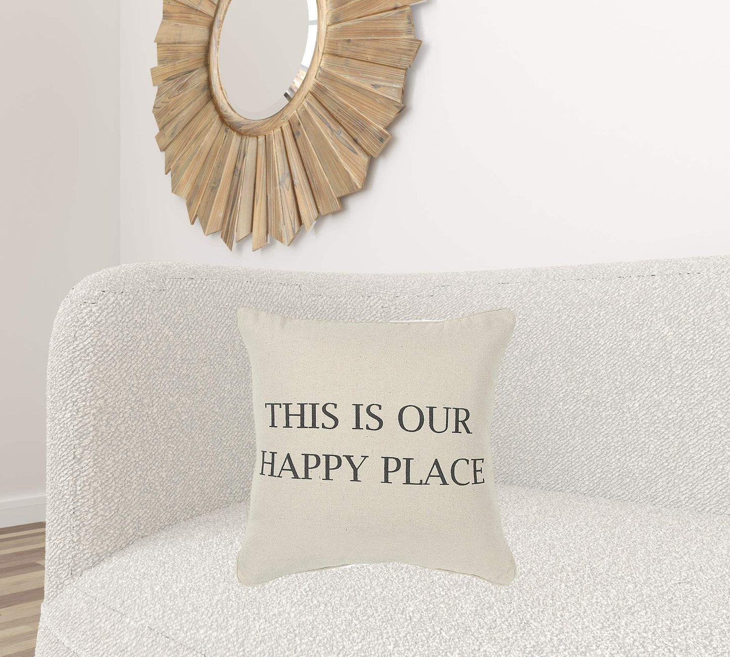 Gray Taupe Canvas Happy Place Throw Pillow - Homeroots - Flyclothing LLC