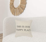 Gray Taupe Canvas Happy Place Throw Pillow - Homeroots - Flyclothing LLC