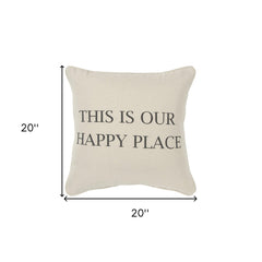 Gray Taupe Canvas Happy Place Throw Pillow - Homeroots