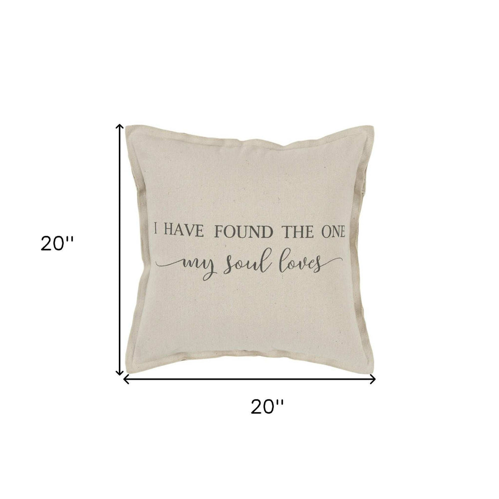 Gray Taupe Canvas Found the One Throw Pillow - Homeroots - Flyclothing LLC