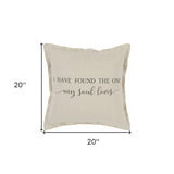 Gray Taupe Canvas Found the One Throw Pillow - Homeroots