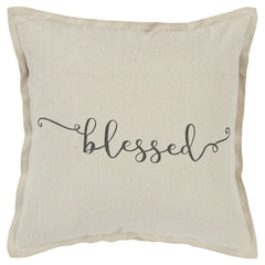 Gray Taupe Canvas Blessed Throw Pillow - Homeroots