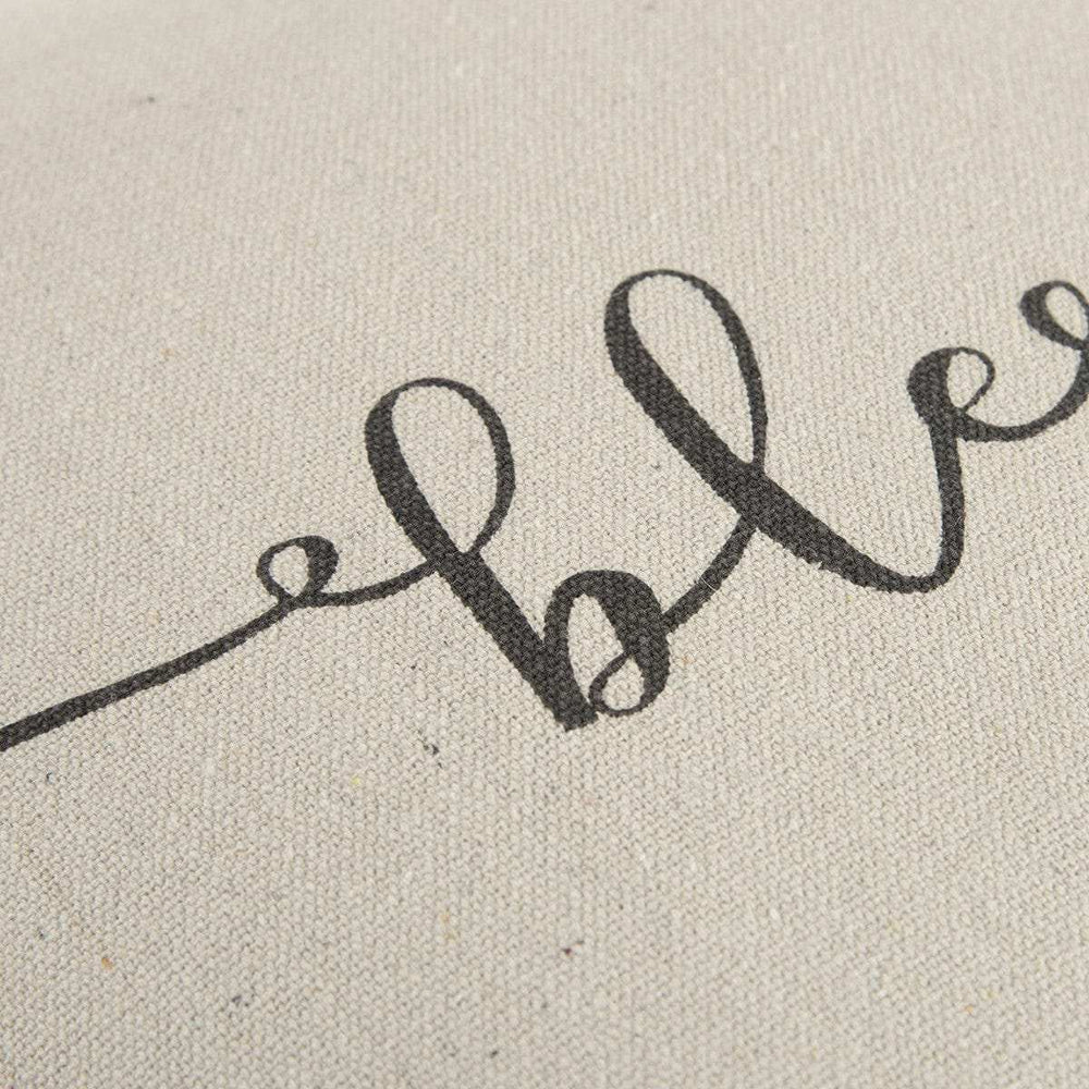 Gray Taupe Canvas Blessed Throw Pillow - Homeroots - Flyclothing LLC