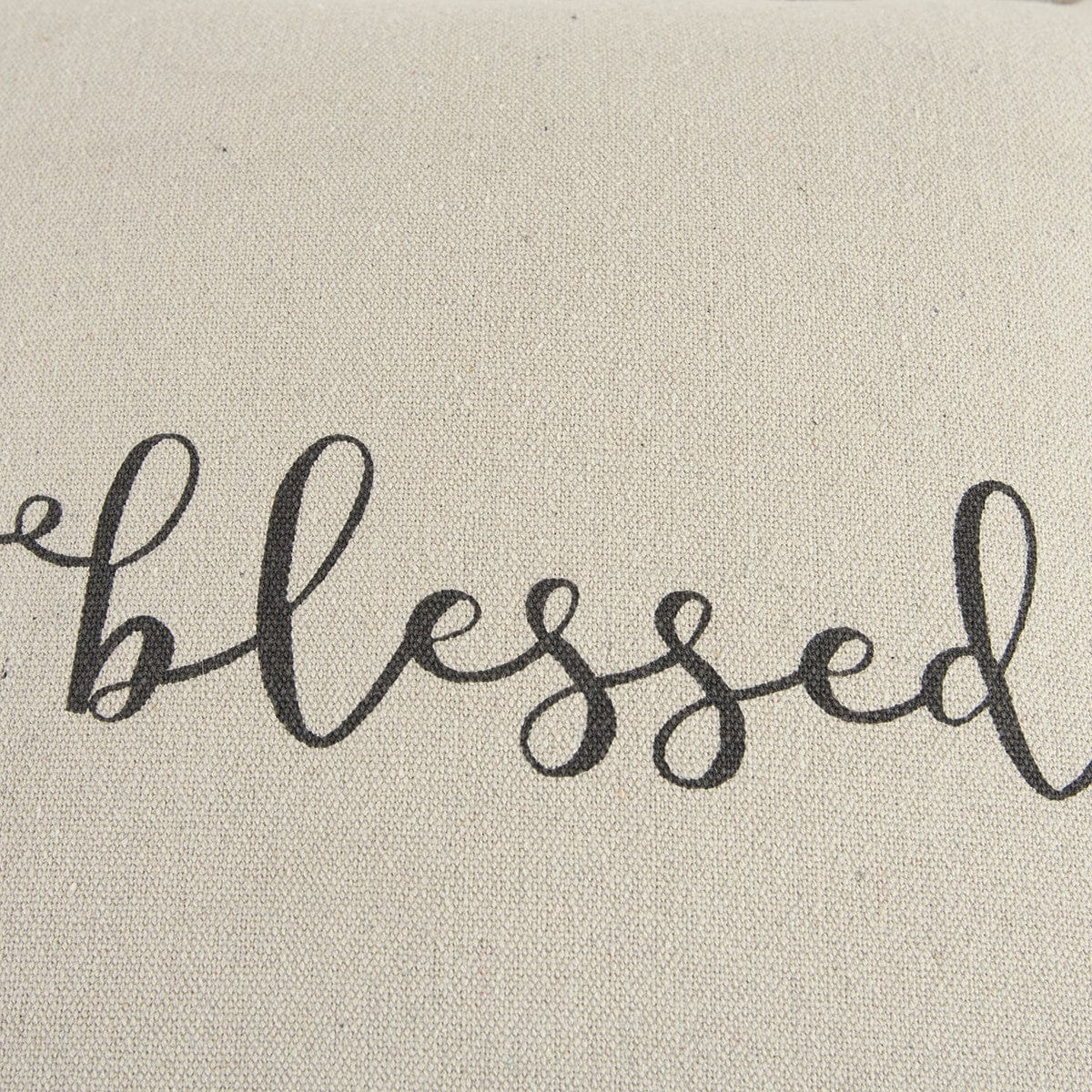 Gray Taupe Canvas Blessed Throw Pillow - Homeroots