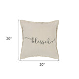 Gray Taupe Canvas Blessed Throw Pillow - Homeroots - Flyclothing LLC