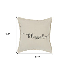 Gray Taupe Canvas Blessed Throw Pillow - Homeroots