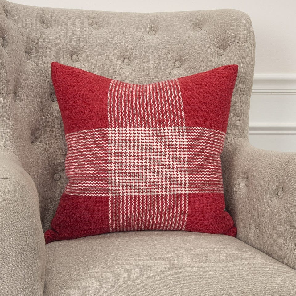 Red White Plaid Pattern Throw Pillow - Homeroots