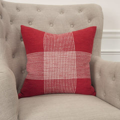 Red White Plaid Pattern Throw Pillow - Homeroots