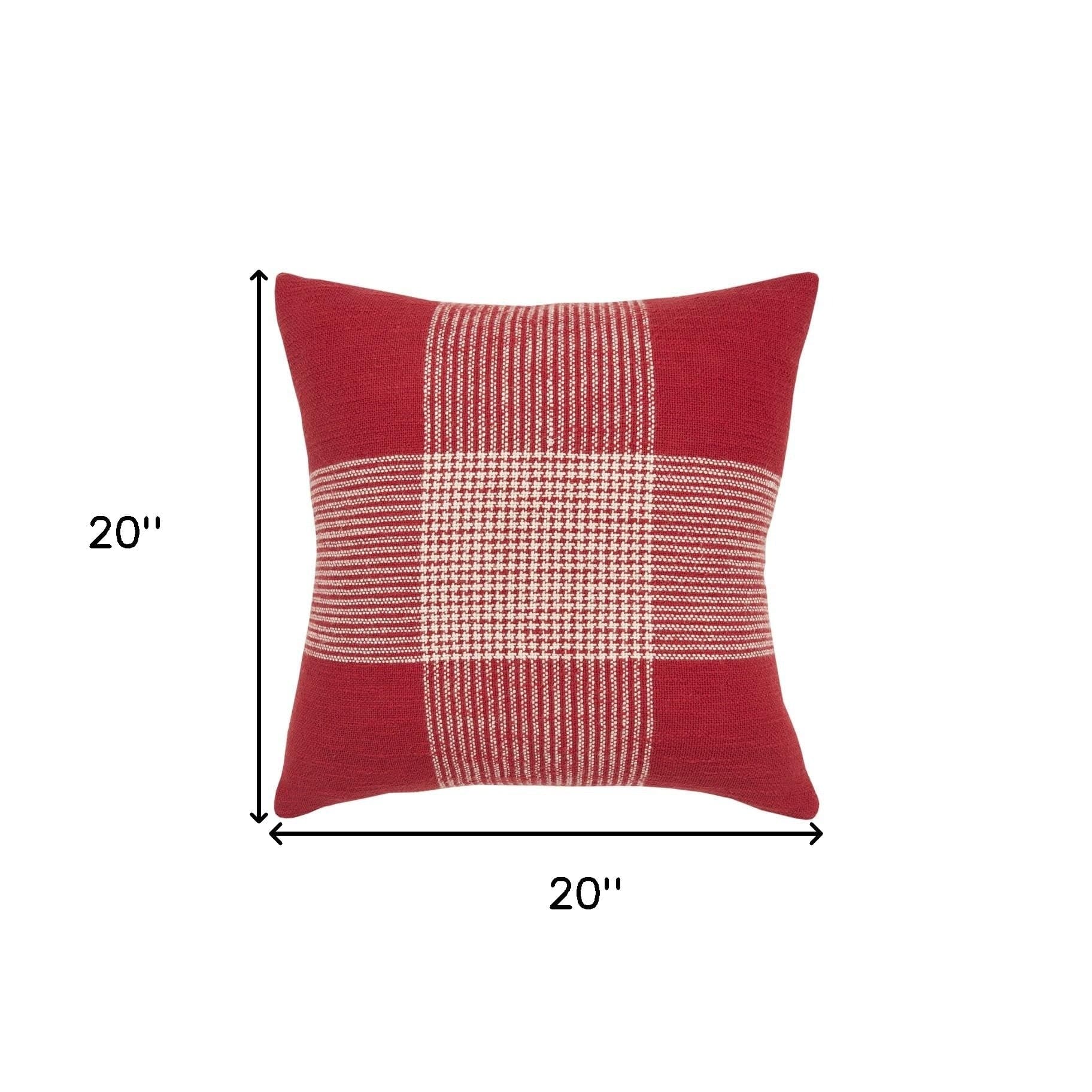 Red White Plaid Pattern Throw Pillow - Homeroots