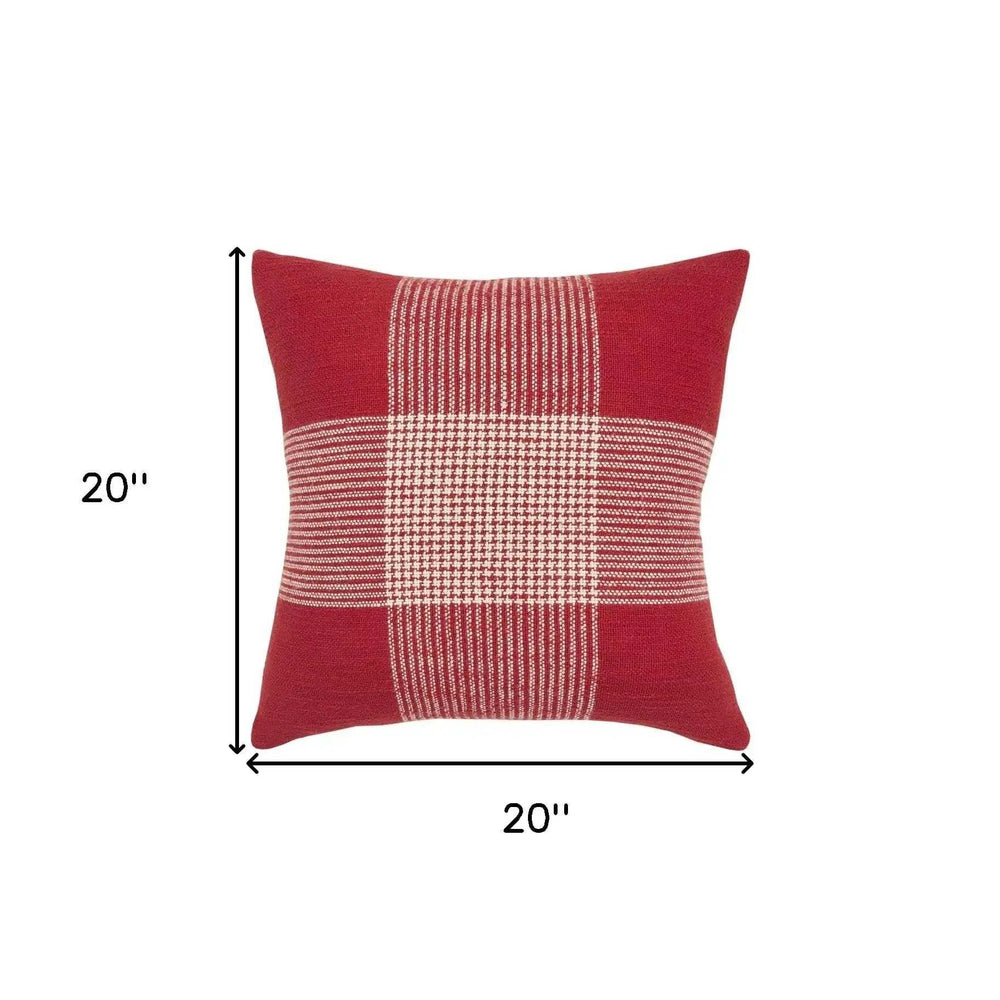 Red White Plaid Pattern Throw Pillow - Homeroots - Flyclothing LLC