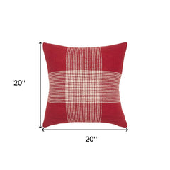 Red White Plaid Pattern Throw Pillow - Homeroots