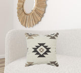 Cream Beige Classic Ikat Pattern Throw Pillow - Homeroots