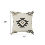 Cream Beige Classic Ikat Pattern Throw Pillow - Homeroots