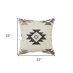 Cream Beige Classic Ikat Pattern Throw Pillow - Homeroots