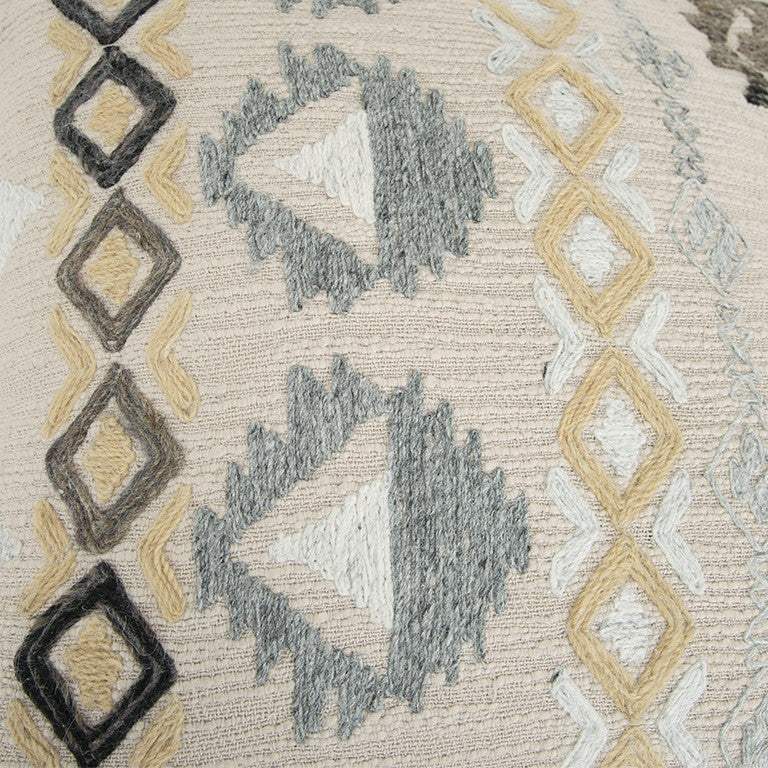 Brown Beige Tribal Embroidered Throw Pillow - Homeroots - Flyclothing LLC