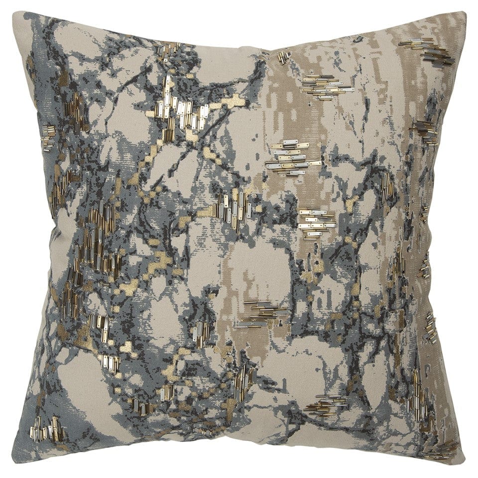 Natural Taupe Marbled Pattern Throw Pillow - Homeroots