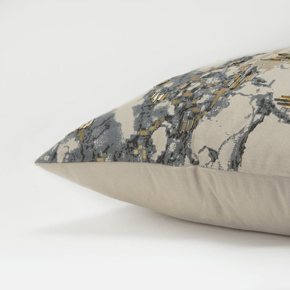 Natural Taupe Marbled Pattern Throw Pillow - Homeroots