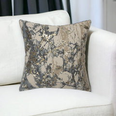 Natural Taupe Marbled Pattern Throw Pillow - Homeroots