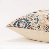 Beige Blue Distressed Floral Pattern Throw Pillow - Homeroots - Flyclothing LLC