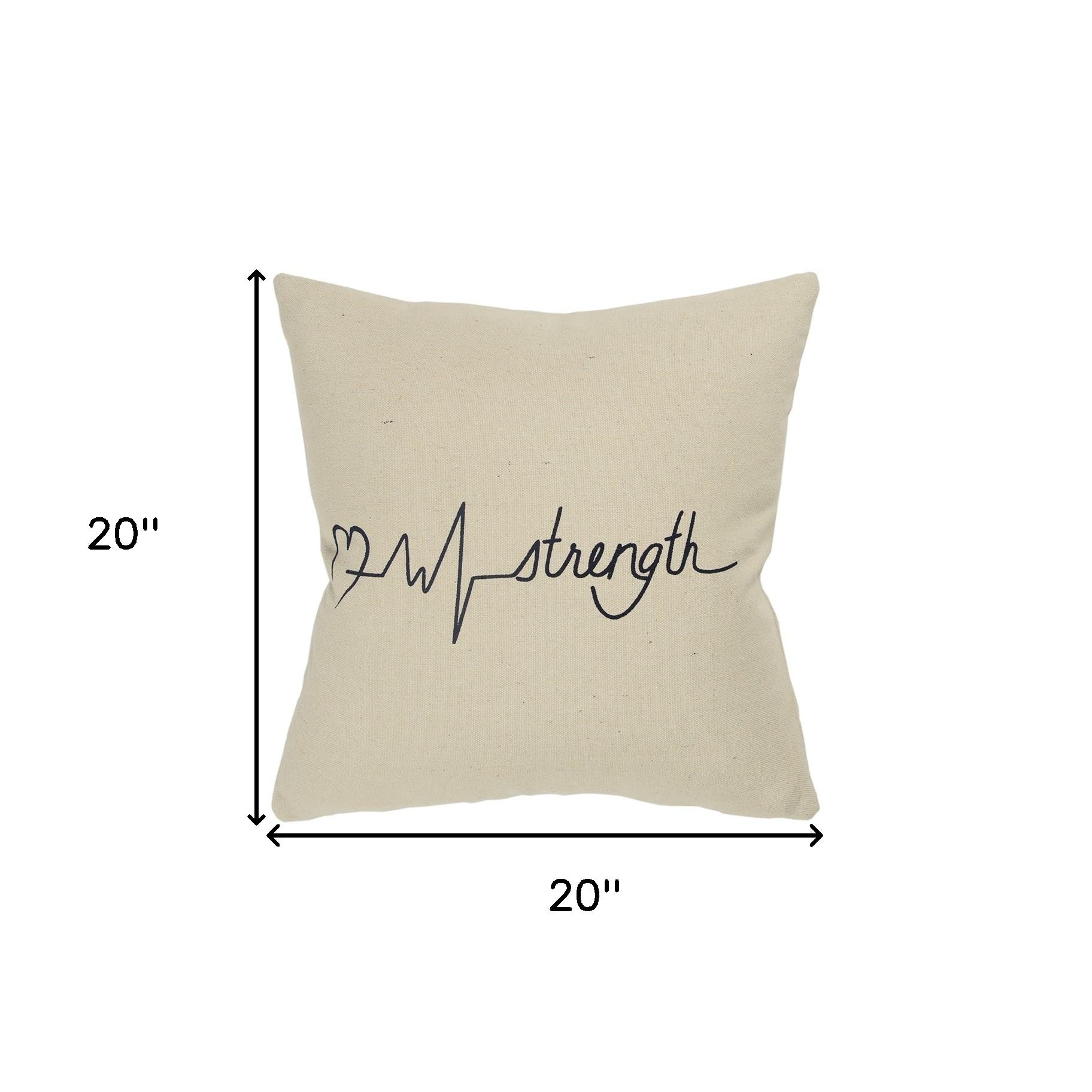 Black Taupe Canvas Strength Throw Pillow