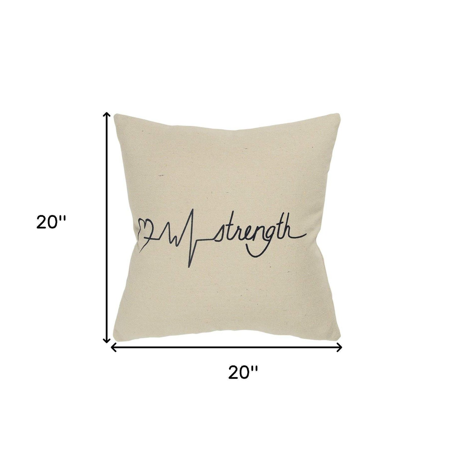 Black Taupe Canvas Strength Throw Pillow - Homeroots - Flyclothing LLC