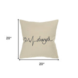 Black Taupe Canvas Strength Throw Pillow - Homeroots - Flyclothing LLC