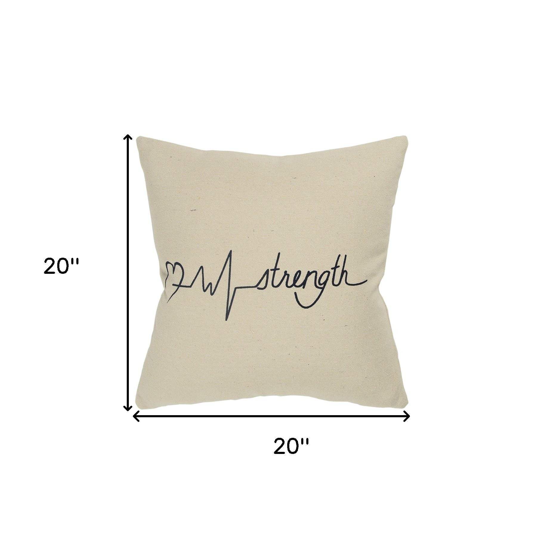 Black Taupe Canvas Strength Throw Pillow - Homeroots - Flyclothing LLC