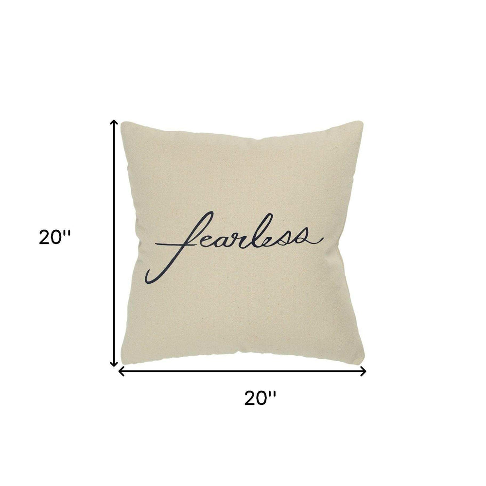 Black Taupe Canvas Fearless Throw Pillow - Homeroots - Flyclothing LLC