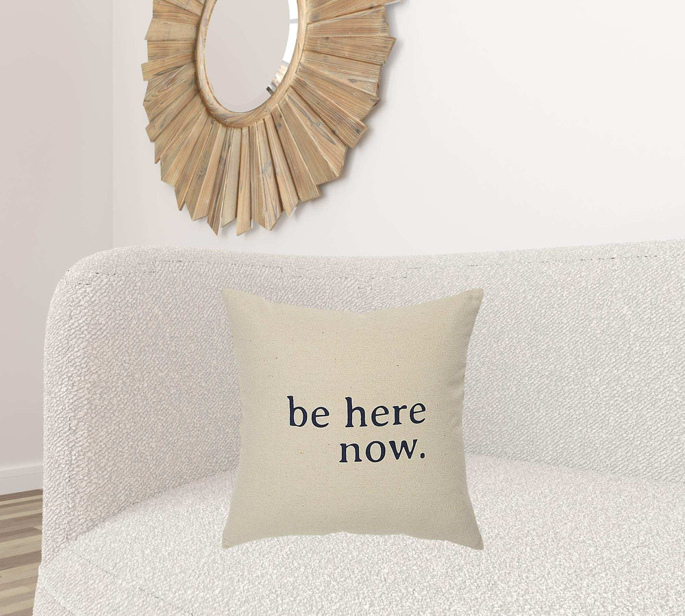 Black Taupe Canvas Here Now Throw Pillow - Homeroots - Flyclothing LLC