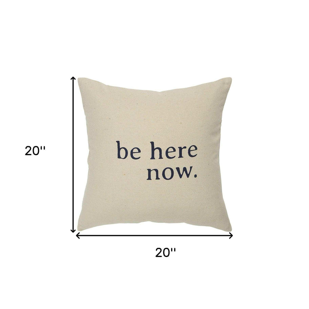 Black Taupe Canvas Here Now Throw Pillow - Homeroots - Flyclothing LLC
