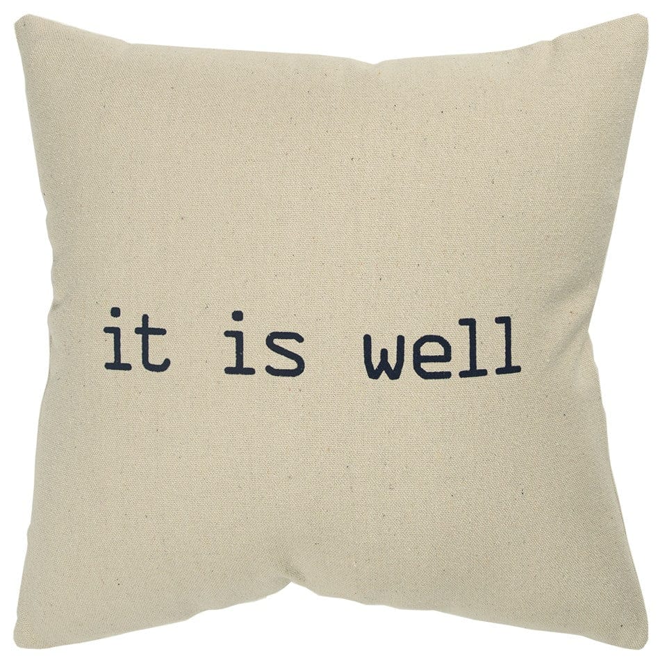 Black Taupe Canvas It Is Well Throw Pillow - Homeroots