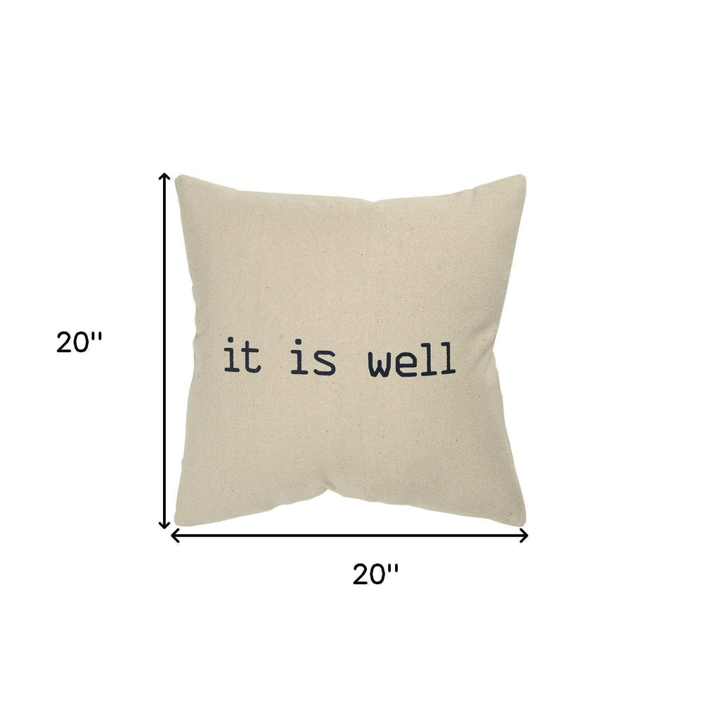 Black Taupe Canvas It Is Well Throw Pillow - Homeroots - Flyclothing LLC