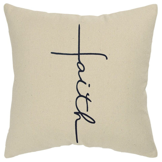 Black Taupe Canvas Faith Throw Pillow - Homeroots