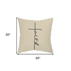 Black Taupe Canvas Faith Throw Pillow - Homeroots