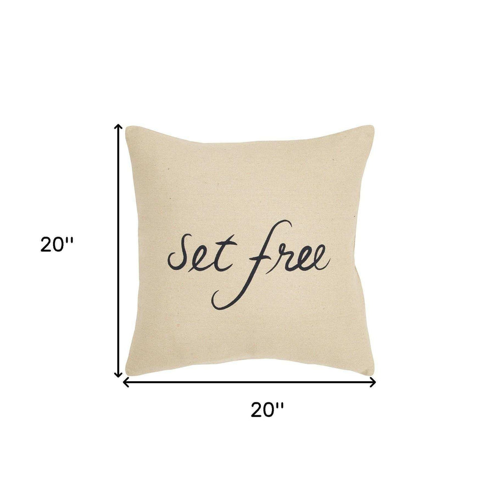 Black Beige Canvas Set Free Still Throw Pillow - Homeroots - Flyclothing LLC