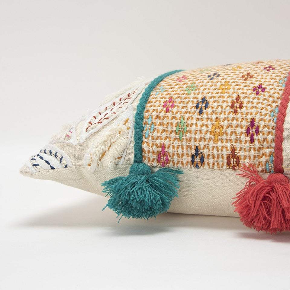 Multicolored Ornate Panel Lumbar Pillow - Homeroots - Flyclothing LLC