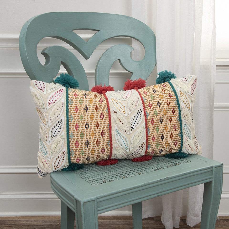 Multicolored Ornate Panel Lumbar Pillow - Homeroots - Flyclothing LLC