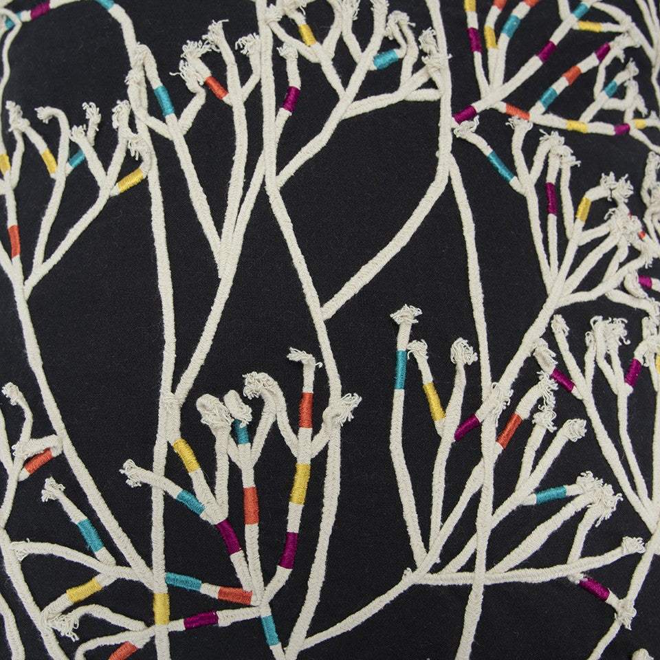 Black Cream Impressionistic Branch Throw Pillow - Homeroots - Flyclothing LLC
