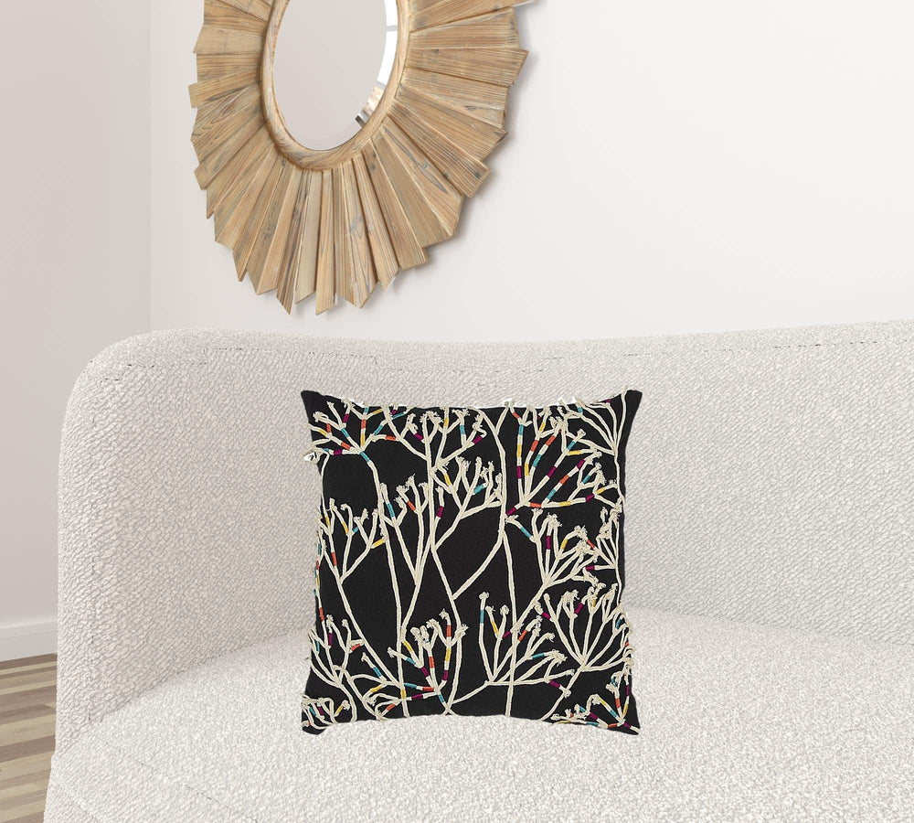 Black Cream Impressionistic Branch Throw Pillow - Homeroots - Flyclothing LLC