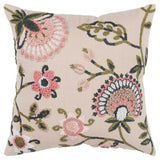 Blush Botanical Pattern Embroidered Throw Pillow - Homeroots