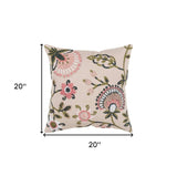 Blush Botanical Pattern Embroidered Throw Pillow - Homeroots - Flyclothing LLC