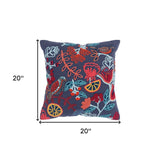 Dark Blue Jacobean Bloom Embroidered Throw Pillow - Homeroots - Flyclothing LLC