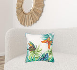 White Green Butterfly Bliss Decorative Throw Pillow - Homeroots