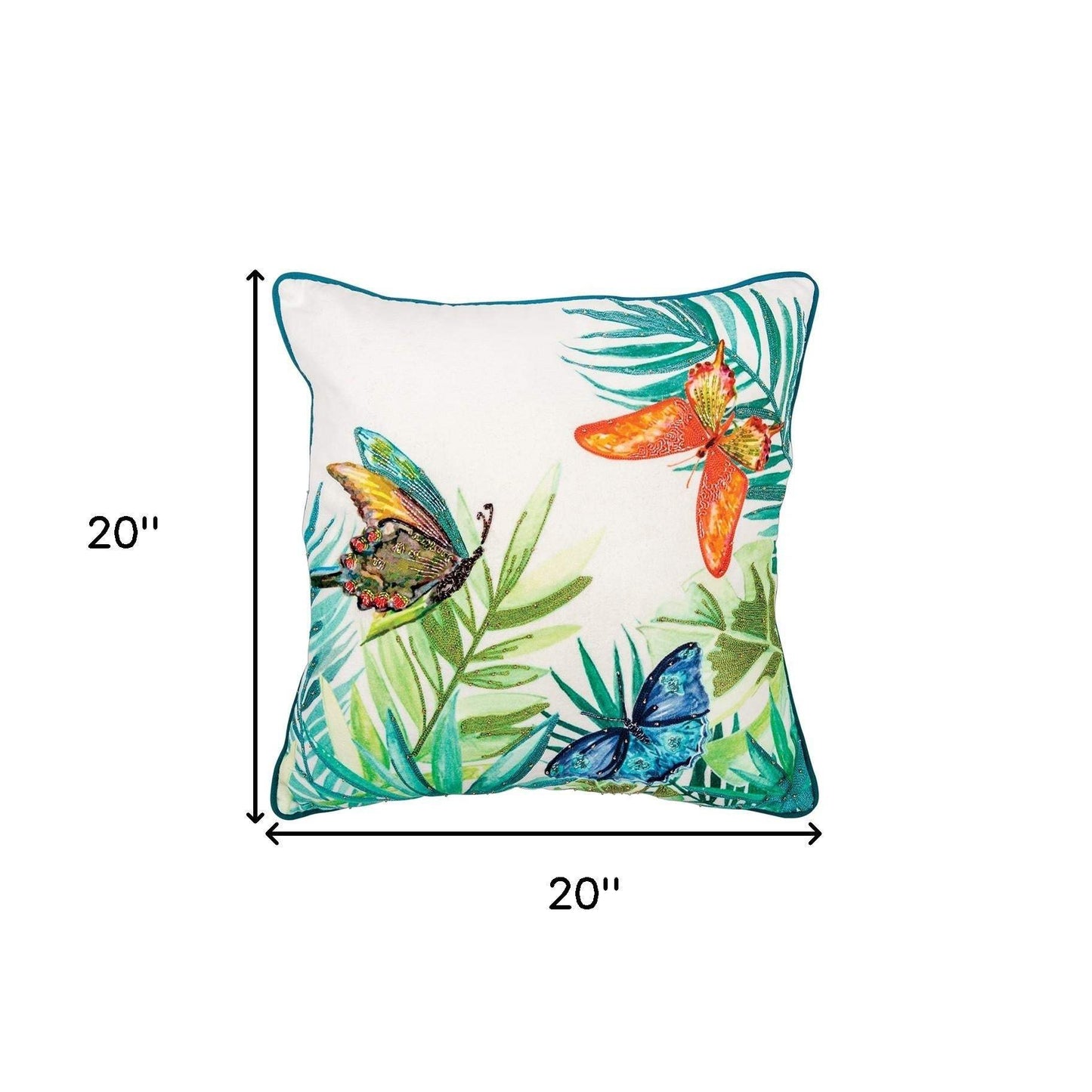 White Green Butterfly Bliss Decorative Throw Pillow - Homeroots - Flyclothing LLC