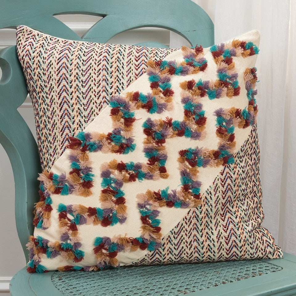 Multicolored Chevron Diagonal Panel Throw Pillow - Homeroots - Flyclothing LLC