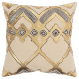 Beige Gold Foil Distressed Modern Throw Pillow - Homeroots