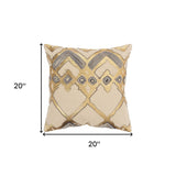 Beige Gold Foil Distressed Modern Throw Pillow - Homeroots