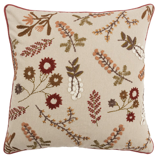 20" Beige Cotton Throw Pillow
